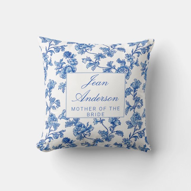 Blauw-witte Chinoiserie Moeder van de Bruid Kussen (Voorkant)