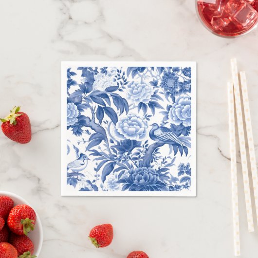 Blauw-witte Chinoiserie papieren servet (Insitu)