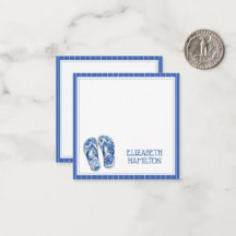 Blauw-witte Chinoiserie teenslippers op strepen
