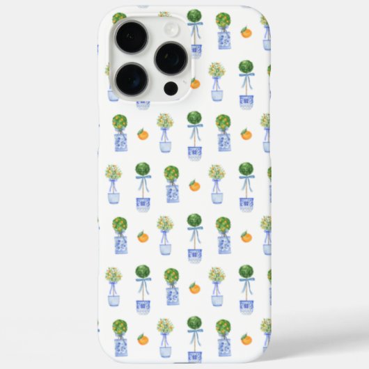 blauw-witte Chinoiserie Topiary Bow Case-Mate iPhone Case (Achterkant)