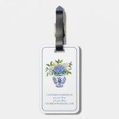 Blauw-witte Chinoiserie vaas met hortensia's Bagagelabel (Achterkant verticaal)