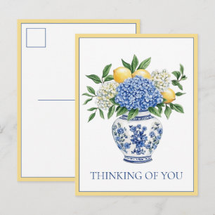Blauw-witte chinoiserie vaas met hortensia's briefkaart