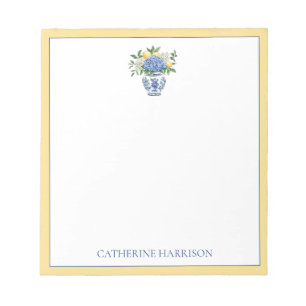 Blauw-witte Chinoiserie vaas met hortensia's Notitieblok