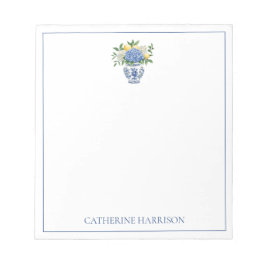 Blauw-witte Chinoiserie vaas met hortensia's Notitieblok