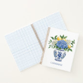 Blauw-witte Chinoiserie vaas met hortensia's Notitieboek (Binnen)