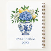 Blauw-witte Chinoiserie vaas met hortensia's Notitieboek (Achterkant)