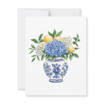 Blauw-witte Chinoiserie vaas met hortensia's
