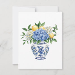 Blauw-witte Chinoiserie vaas met hortensia's Notitiekaartje