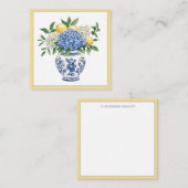Blauw-witte Chinoiserie vaas met hortensia's Notitiekaartje (Voorkant / Achterkant)