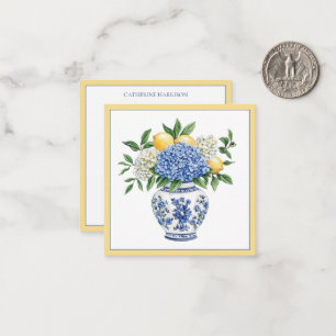 Blauw-witte Chinoiserie vaas met hortensia's Notitiekaartje