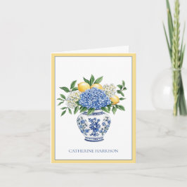 Blauw-witte Chinoiserie vaas met hortensia's Notitiekaartje