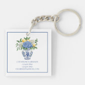 Blauw-witte Chinoiserie vaas met hortensia's Sleutelhanger (Achterkant)