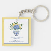 Blauw-witte Chinoiserie vaas met hortensia's Sleutelhanger (Achterkant)