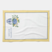 Blauw-witte Chinoiserie vaas met hortensia's Theedoek (Horizontaal)