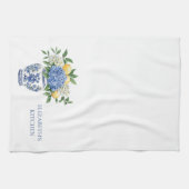 Blauw-witte Chinoiserie vaas met hortensia's Theedoek (Horizontaal)