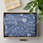 Blauw-witte Chinoiserie Wildflower Tissuepapier (Geschenk)