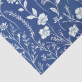 Blauw-witte Chinoiserie Wildflower Tissuepapier (Detail)