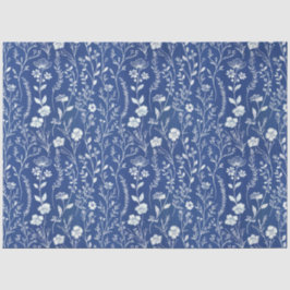 Blauw-witte Chinoiserie Wildflower Tissuepapier