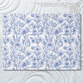 Blauw-witte Chinoiserie Wildflower Tissuepapier