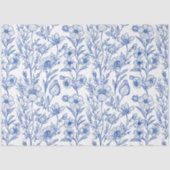 Blauw-witte Chinoiserie Wildflower Tissuepapier (Voorkant)