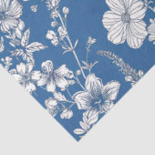 Blauw-witte Chinoiserie Wildflower Tissuepapier (Detail)