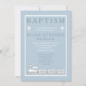 Blauw | Witte Choo Train Boy Baptisme Kaart (Voorkant)