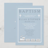 Blauw | Witte Choo Train Boy Baptisme Kaart (Voorkant / Achterkant)