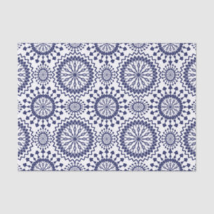 Blauw Witte Cirkelpatroon Tissuepapier