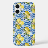 Blauw Witte Citroen Tegel Mediterraan Patroon Case-Mate iPhone Case (Achterkant)