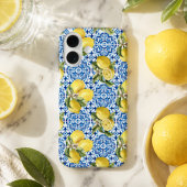 Blauw Witte Citroen Tegel Mediterraan Patroon Case-Mate iPhone Case