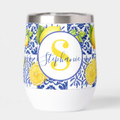 Blauw Witte Citroen Tegelpatroonnaam Monogram Citr (Achterkant)