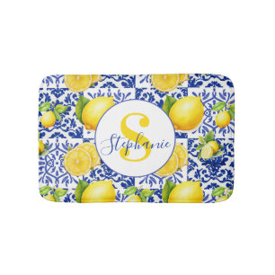 Blauw Witte Citroen Tegelpatroonnaam Monogram Citr Badmat