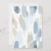 Blauw Witte Crème Abstracte Trouw Kaart (Achterkant)