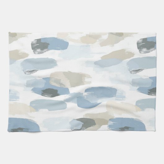 Blauw Witte Crème Abstracte Trouw Theedoek (Horizontaal)