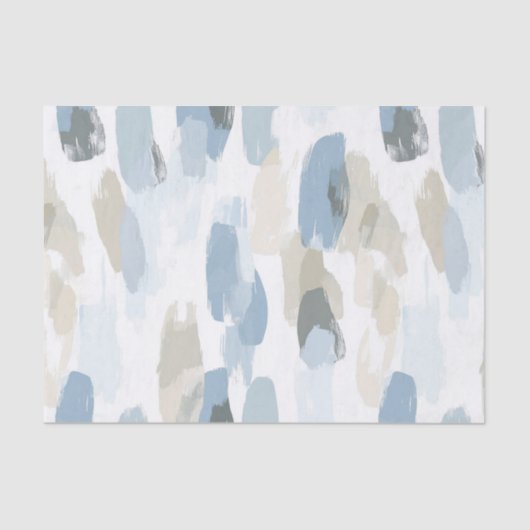 Blauw Witte Crème Abstracte Trouw Tissuepapier (Voorkant)