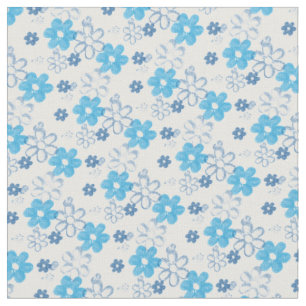 Blauw-witte Daisy Flowers  Bloemen Stof