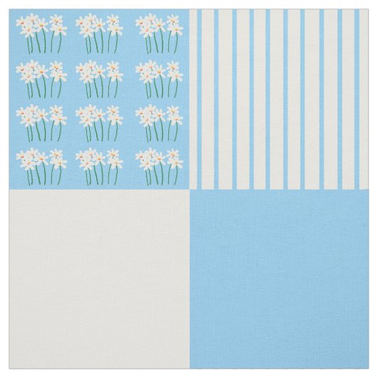 Blauw-witte daisy quilt vierkanten stof (Swatch)