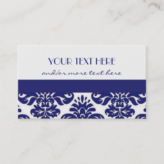 Blauw-witte Damask Visitekaartje (Voorkant)