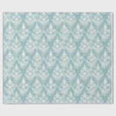 Blauw-witte damast met een bloemmotief cadeaupapier (Vlak)