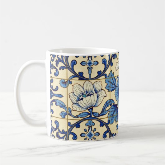 Blauw-witte decoratieve Tegel Koffiemok (Links)
