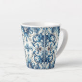 Blauw-witte decoratieve Tegel Latte Mok (Rechterhoek)