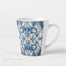 Blauw-witte decoratieve Tegel Latte Mok