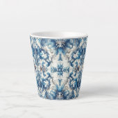Blauw-witte decoratieve Tegel Latte Mok (Voorkant)