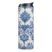 Blauw-witte decoratieve Tegel Thermosbeker (Gedraaid links)