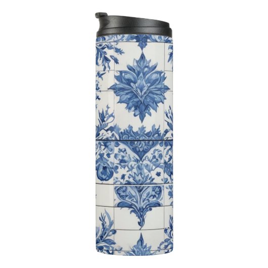 Blauw-witte decoratieve Tegel Thermosbeker (Geroteerd rechts)
