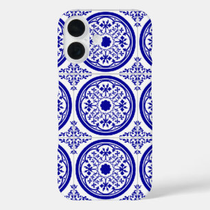 Blauw Witte Delft Geïnspireerde Nep Tegel iPhone H 16 Hoesje