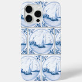 Blauw Witte Delft Zeilboten Neptegelpatroon Case-Mate iPhone Case (Achterkant)