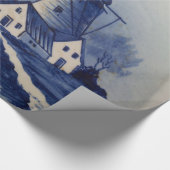 Blauw Witte Delfts Oude Molen Cadeaupapier (Hoek)