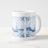 Blauw Witte Delfts Zeilboot Grote Koffiekop (Voorkant rechts)