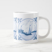 Blauw Witte Delfts Zeilboot Grote Koffiekop (Rechts)